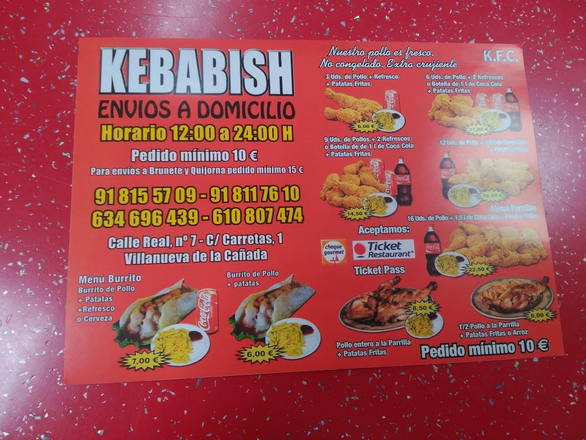Menu at Kebabish restaurant, Villanueva de la Cañada