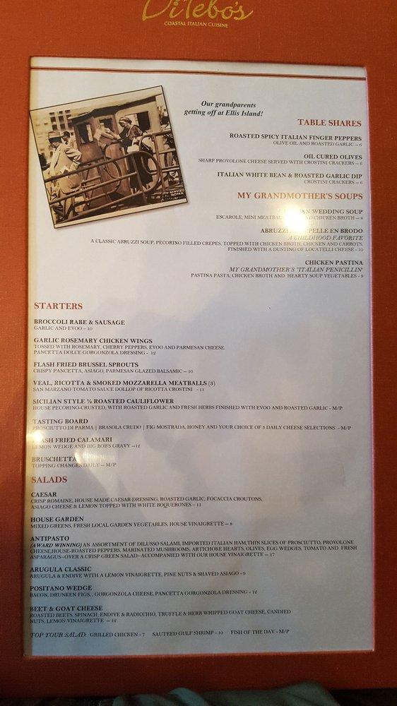 Menu at DiFebo's Restaurant Bethany Beach, Bethany Beach