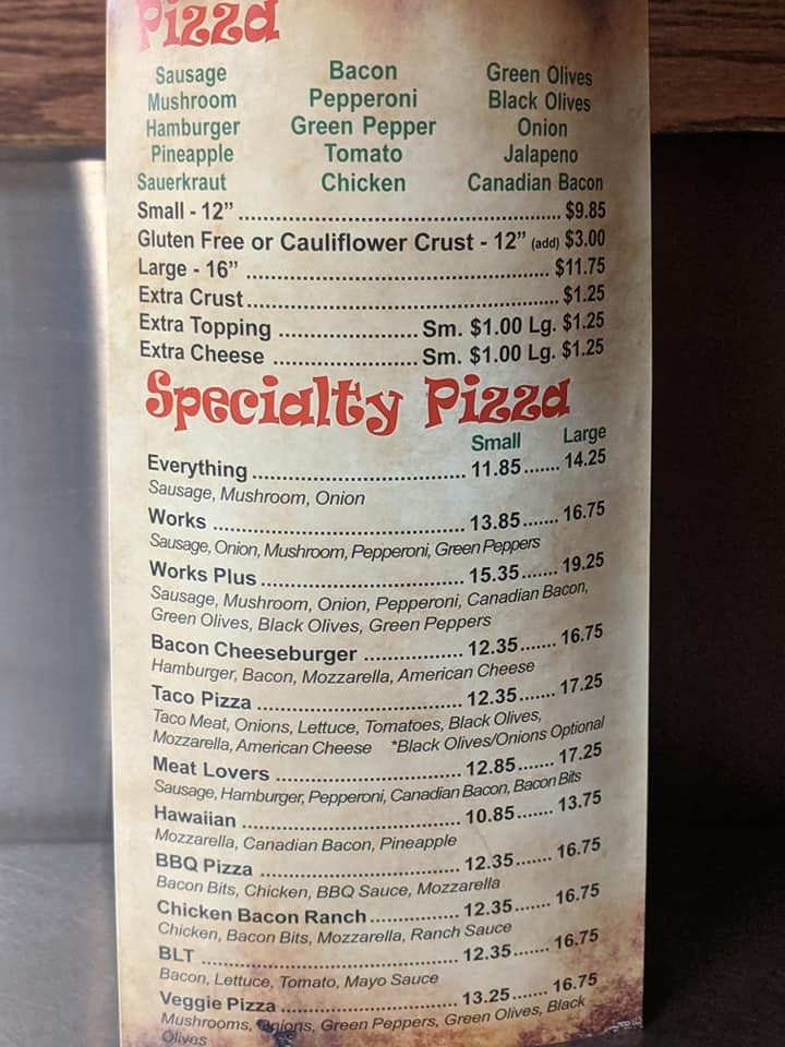 Menu at Manny's Pizza pub & bar, Savanna, 211 Main St