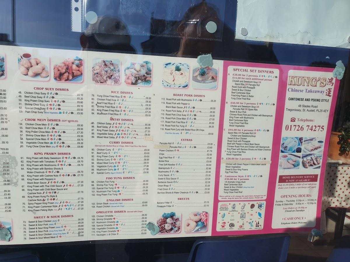Menu at Kungs Chinese Takeaway restaurant, Saint Austell
