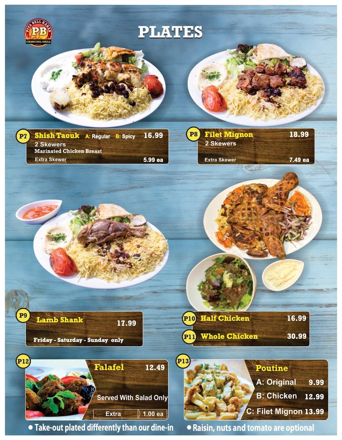 Menu at Pita Bell Kabab restaurant, Ottawa, Carling Ave