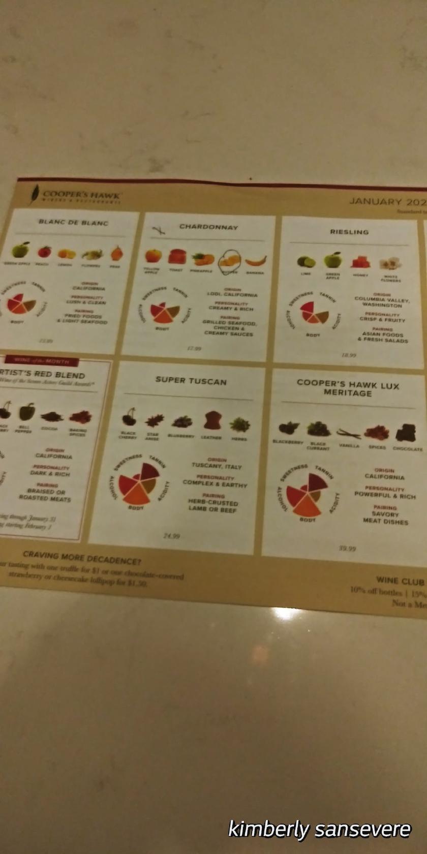 Menu at Cooper's Hawk Winery & Restaurant Naples, North Naples
