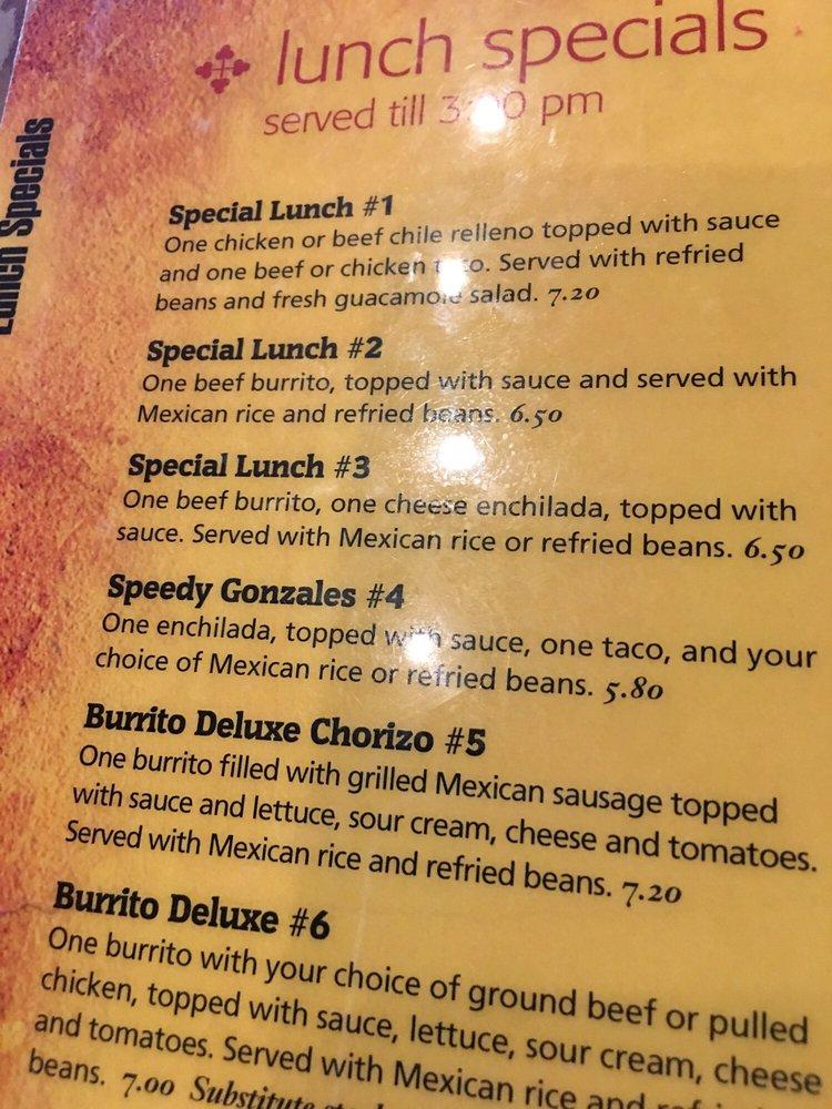 Menu at Las Margaritas Mexican Restaurant & Gallery, Ocala