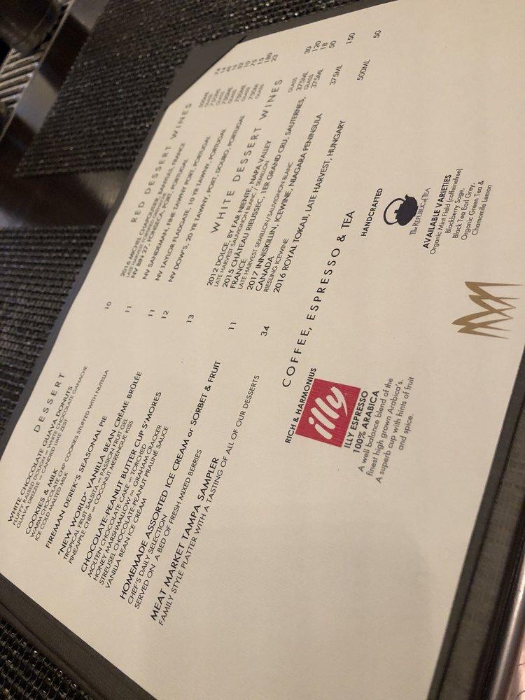 Menu at Meat Market Steakhouse Tampa, Tampa