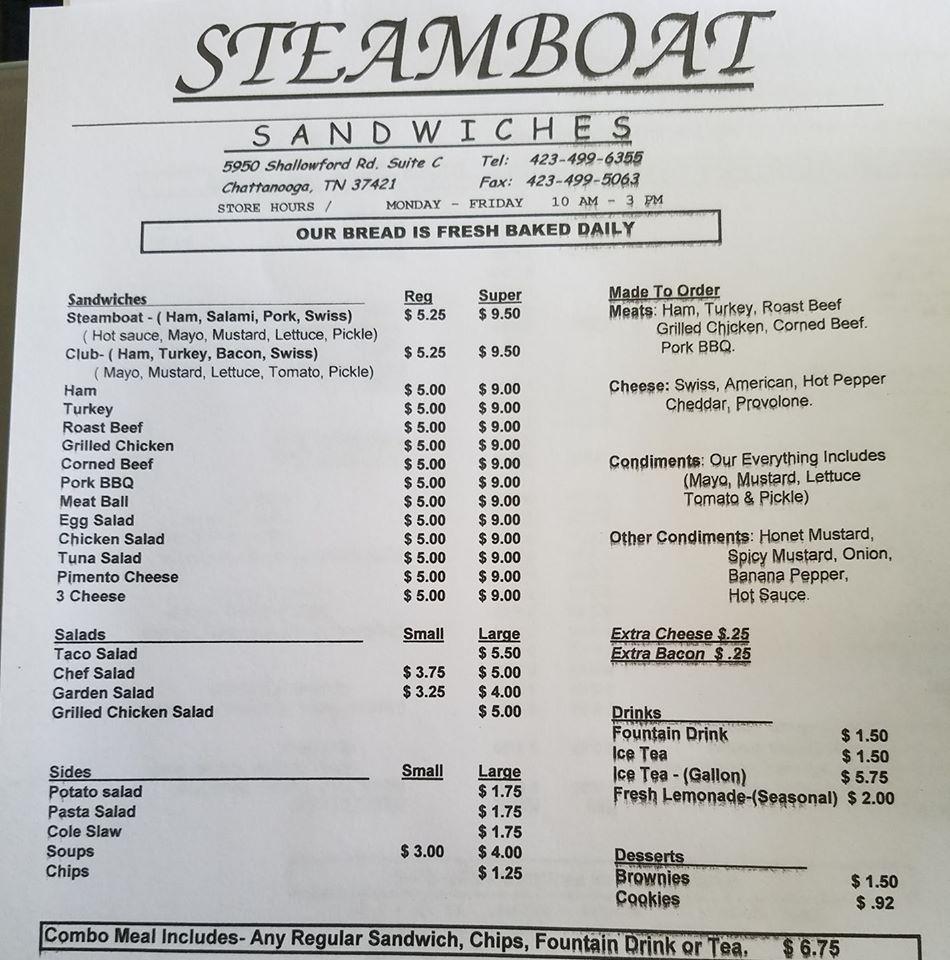 Menu at Tasty Heaven Sandwiches restaurant, Chattanooga, Shallowford Rd