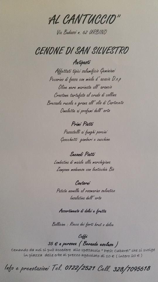 Menu Da Al Cantuccio Ristorante Pizzeria Urbino