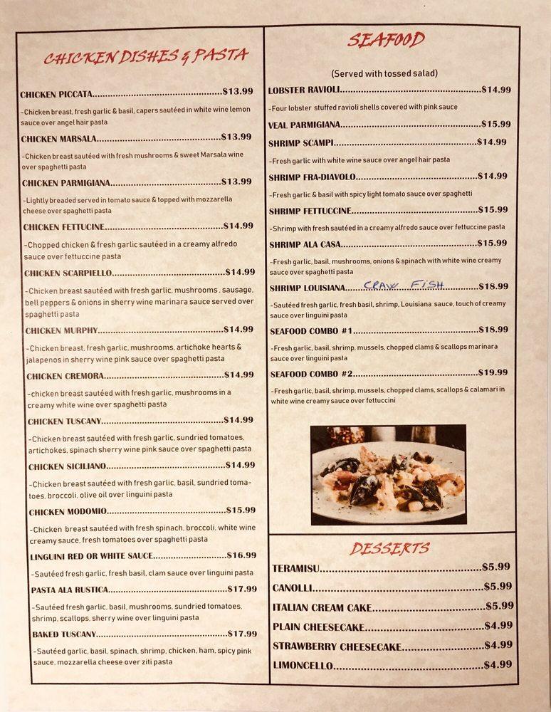 Menu At Verona Italian Restaurant Heber Springs   R764 Verona Italian Restaurant Menu 