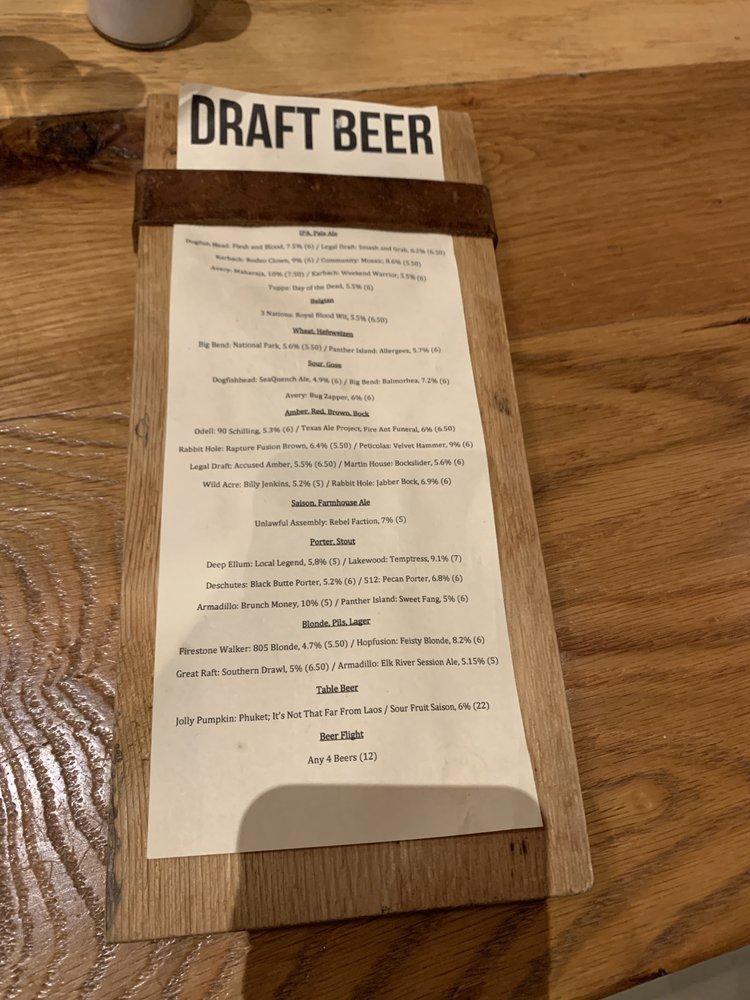 Menu at Barley & Board, Denton