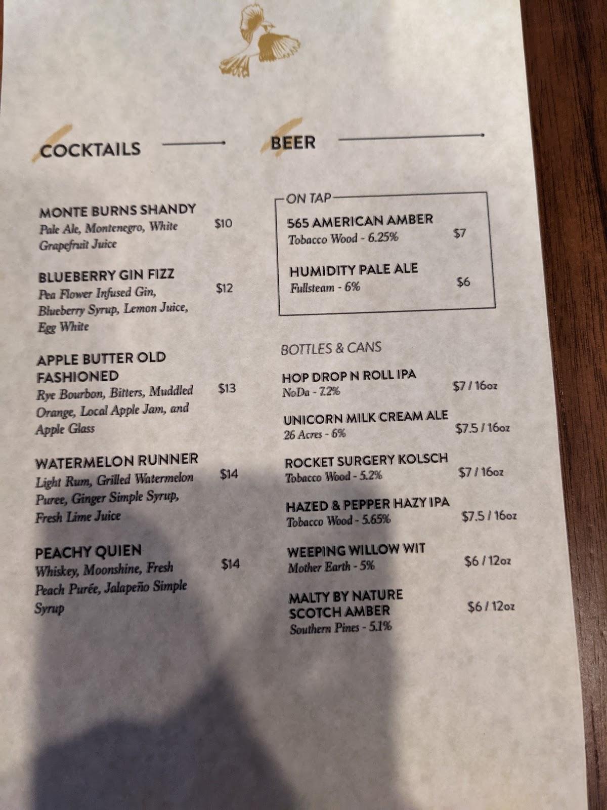 Menu at Blue Jay Bistro pub & bar, Littleton