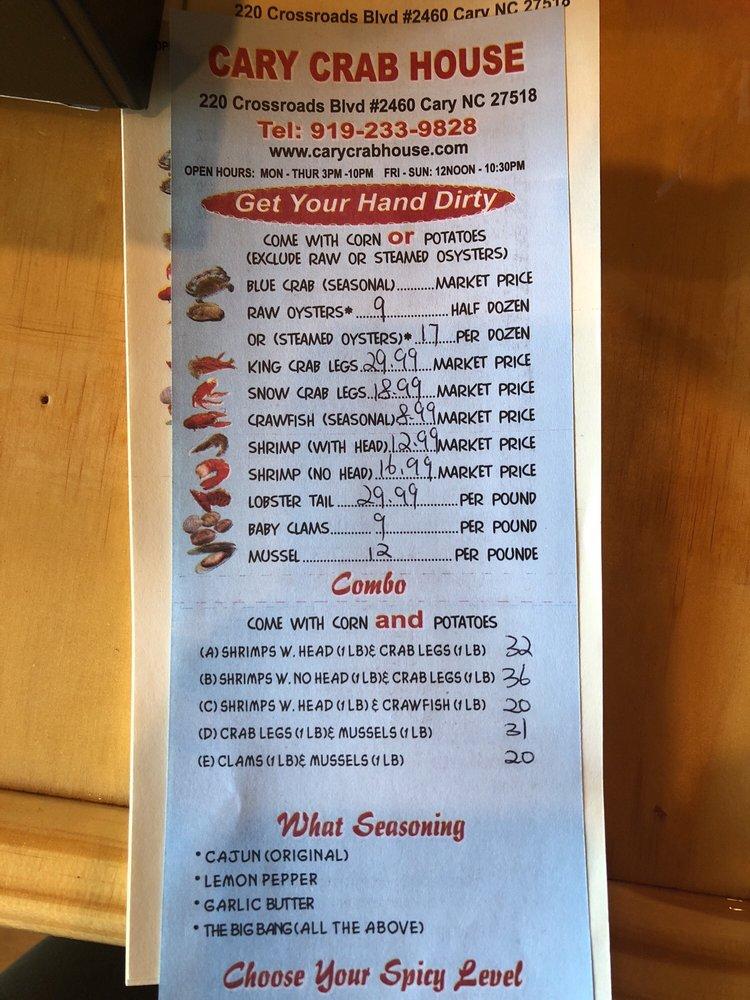 Menu at Cary Crab House restaurant, Cary