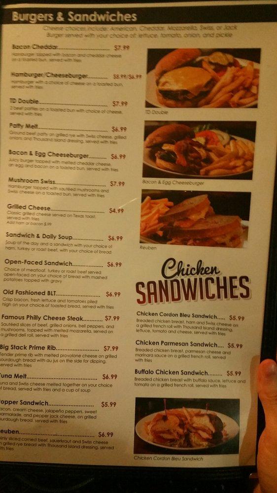 Menu at Top Deck restaurant, Reno