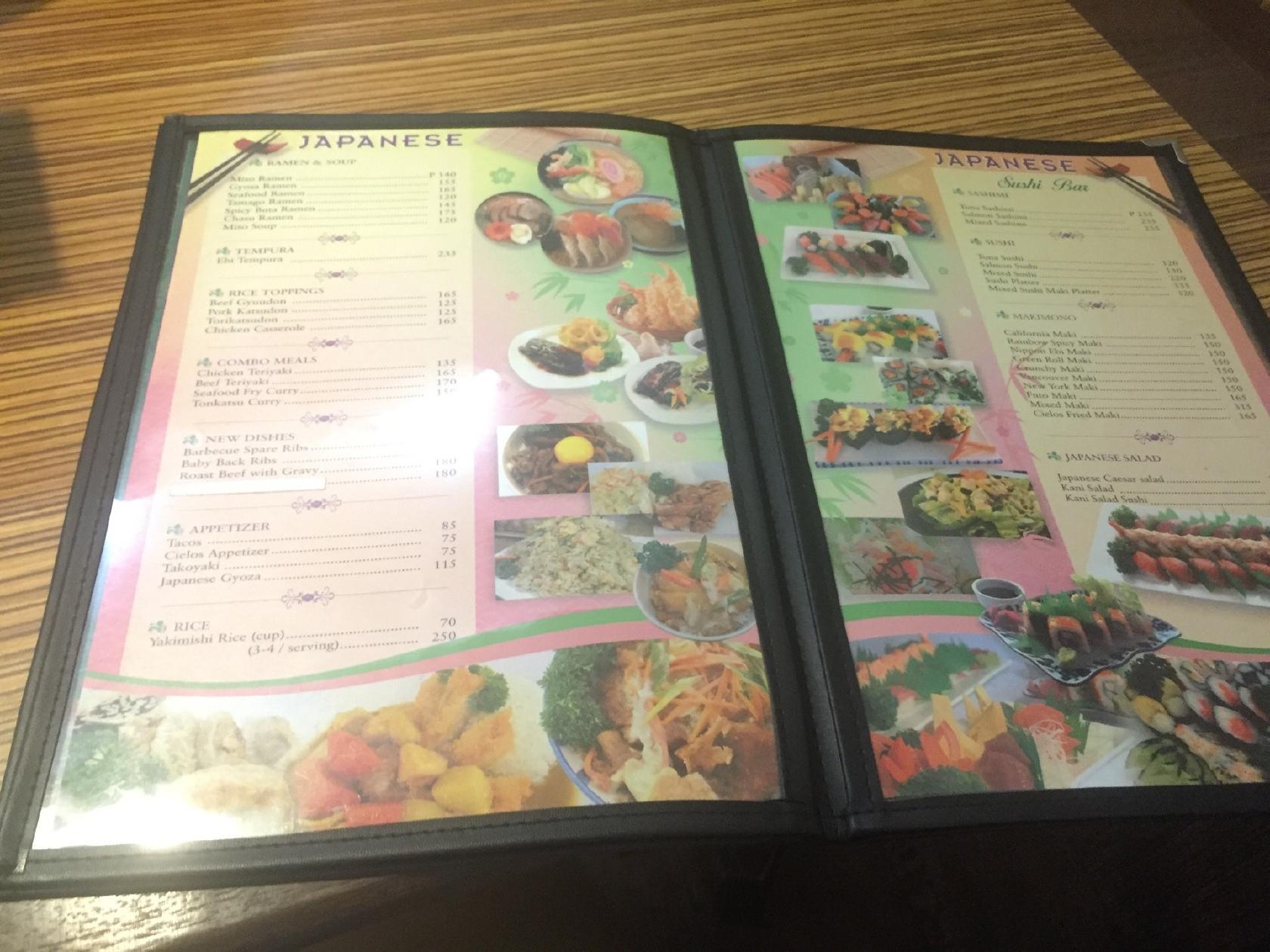 Menu at Cielo's Garden Restaurant, City of Balanga, 12 Capitol Dr