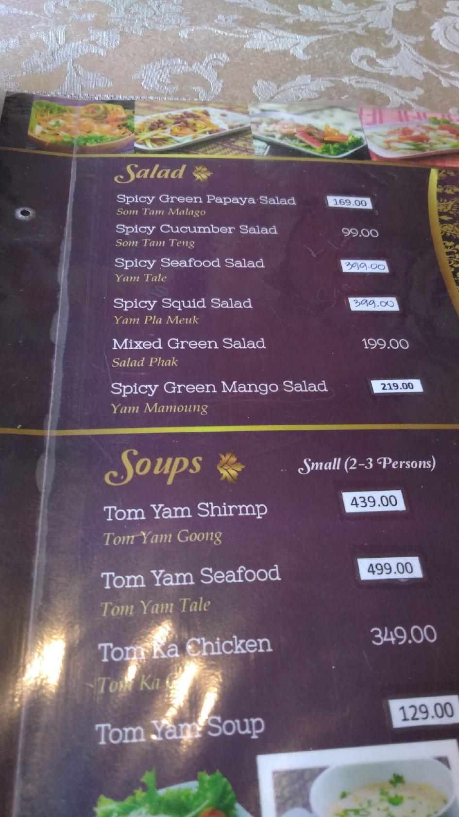 Menu at Krung Thai restaurant, Marikina, 1 W. Paz