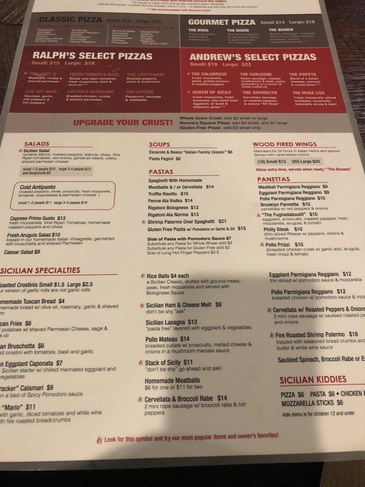 Menu at Sicilian Oven pizzeria, Coral Springs