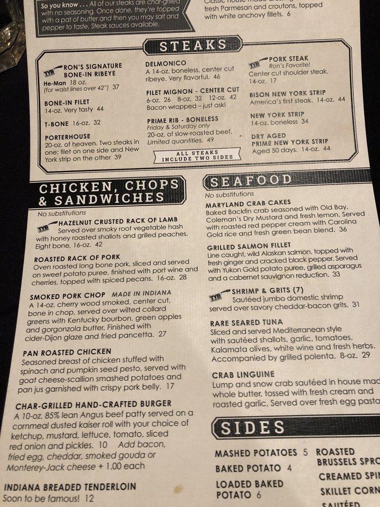 Menu at Ron Lahody's Trust Your Butcher Steakhouse, Muncie