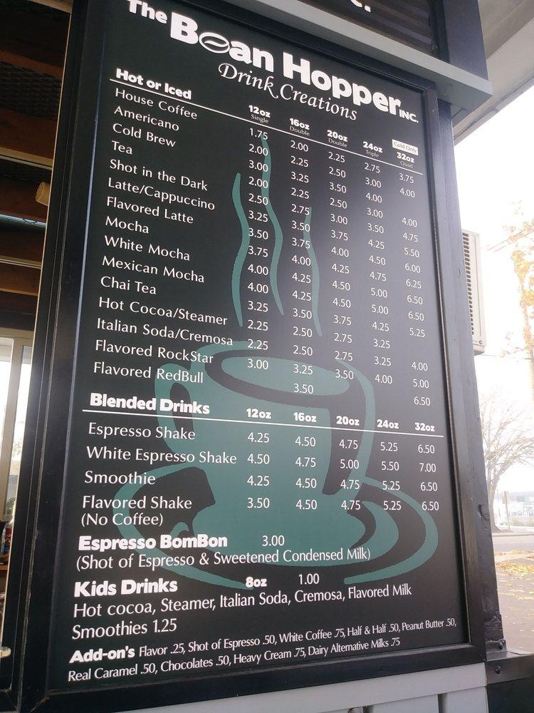 Menu at Bean Hopper restaurant, Creswell