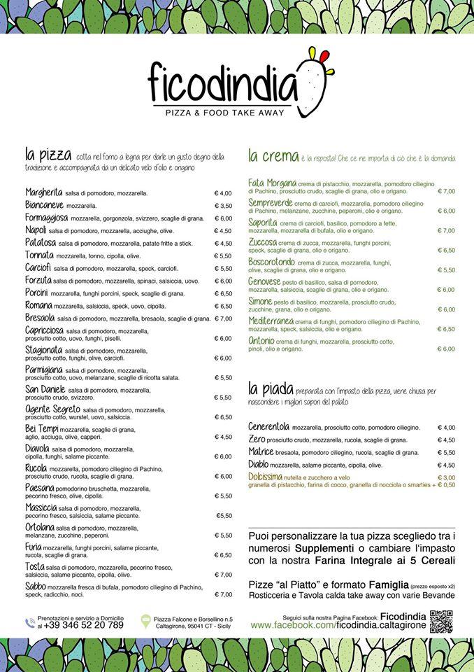 Menu da Ficodindia ristorante, Caltagirone