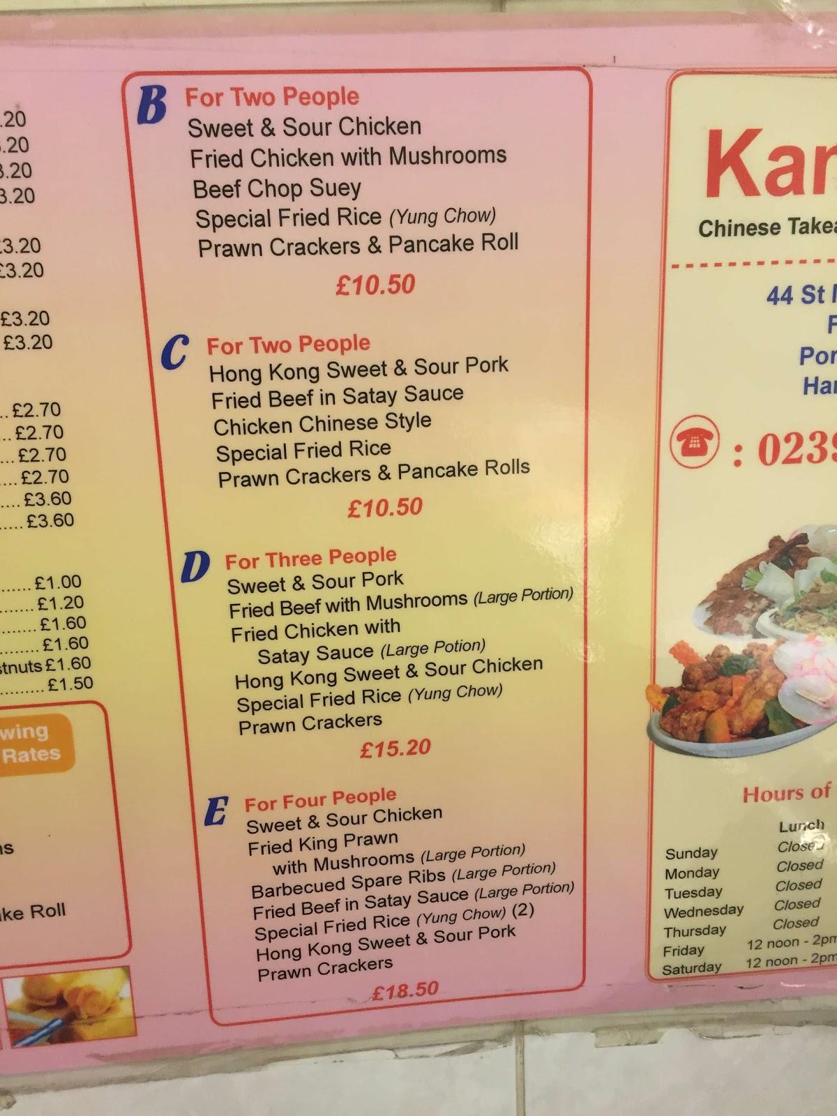 Menu At Kam Too Fast Food Portsmouth