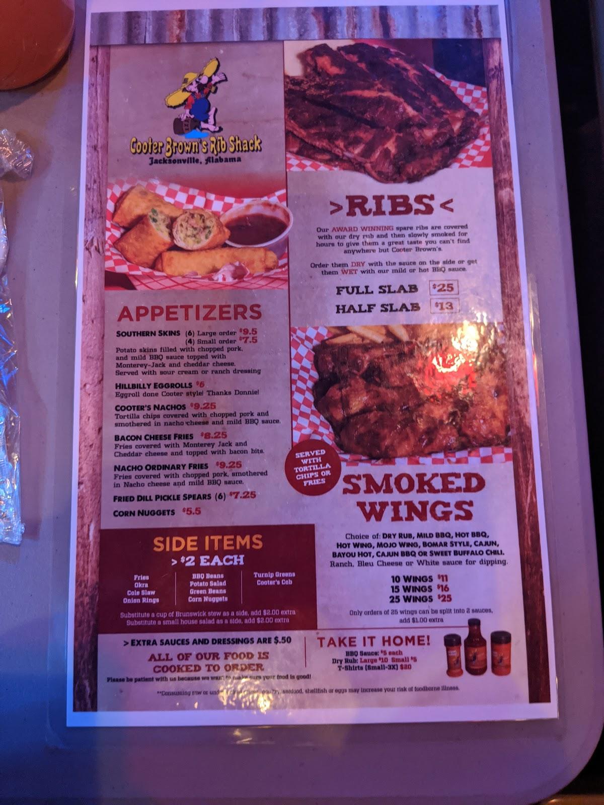 COOTER BROWN'S RIB SHACK, Jacksonville - Menu, Prices & Restaurant