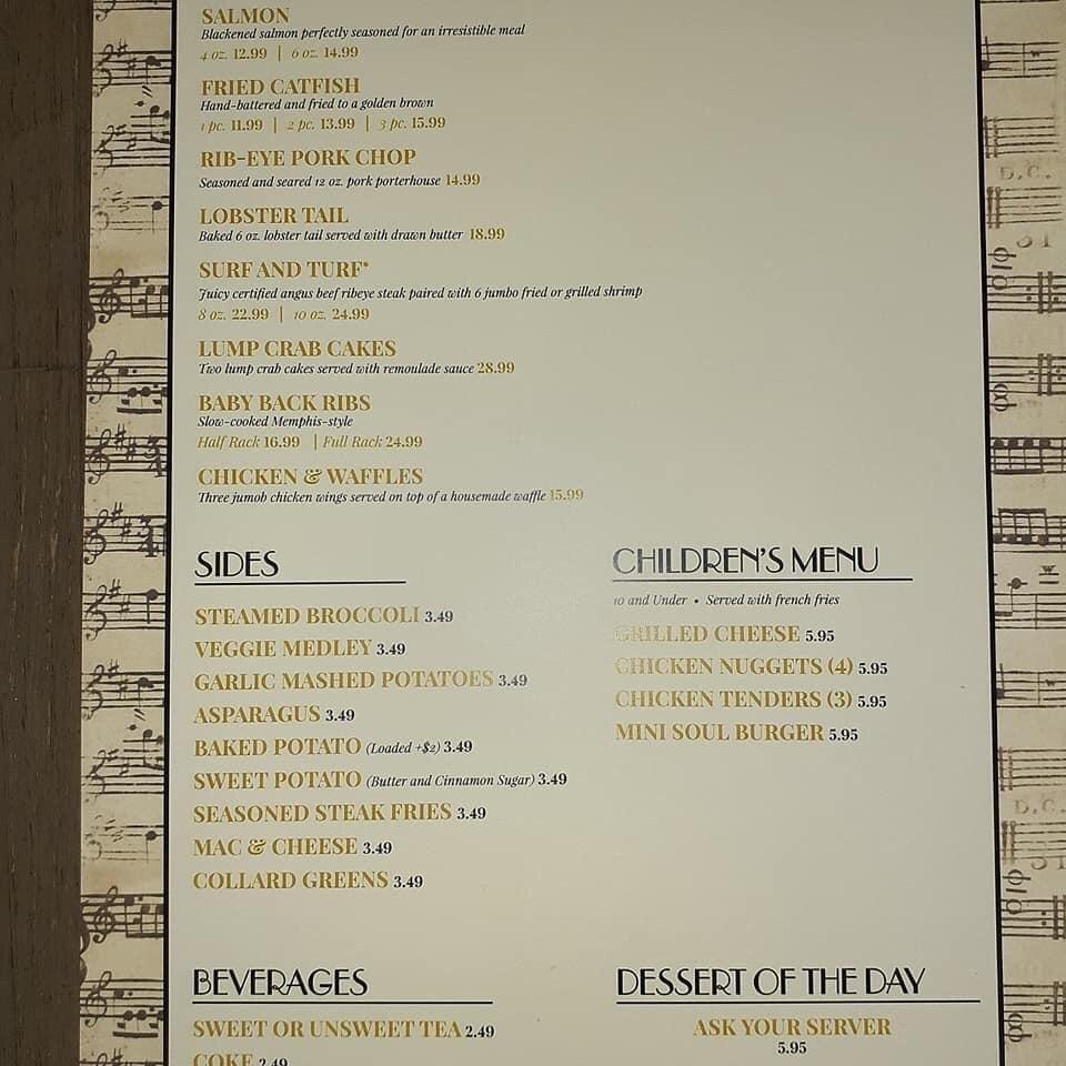 Menu at Taste of Soul Jazz Restaurant, Danville