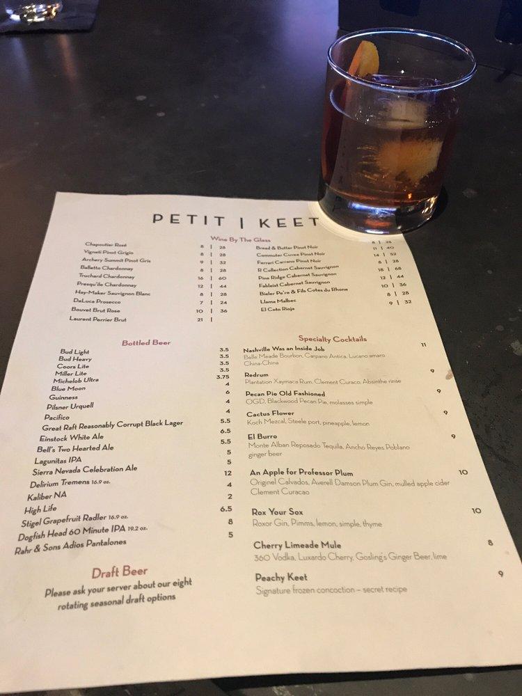 Menu at Petit & Keet restaurant, Little Rock