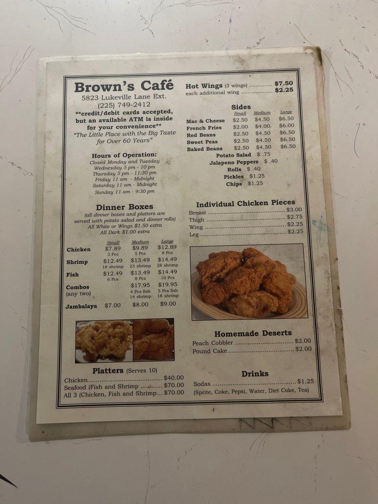 R76a Menu Browns Cafe 