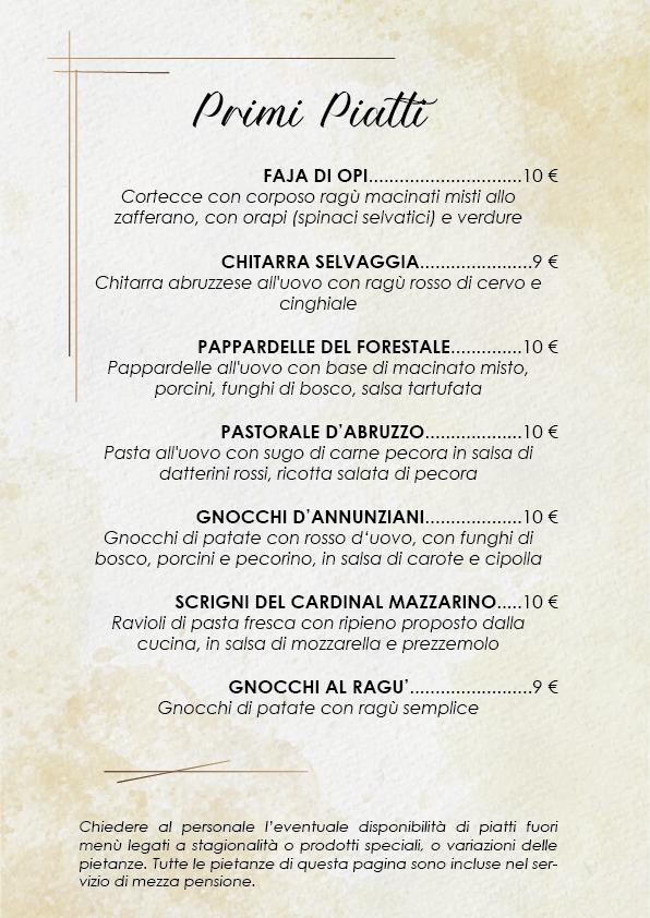 Menu di Hotel La Pieja 