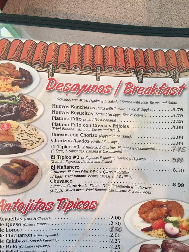 Carta Del Restaurante La Pupuseria Del Pepeto, Downey