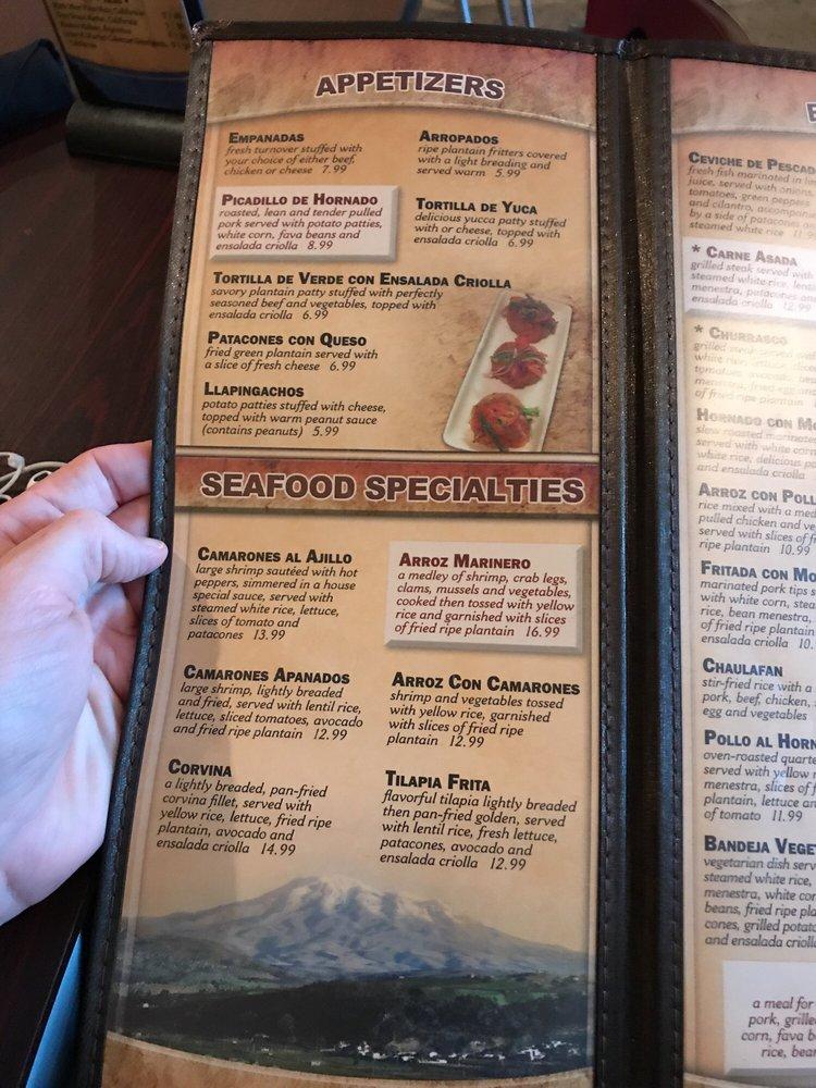 Menu at Mi Patria Ecuadorian Restaurant, West Des Moines