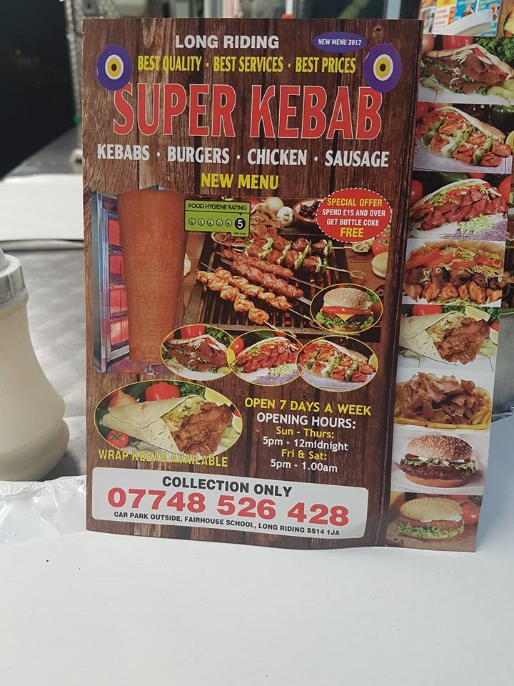 Menu at Super Kebab long riding restaurant, Basildon