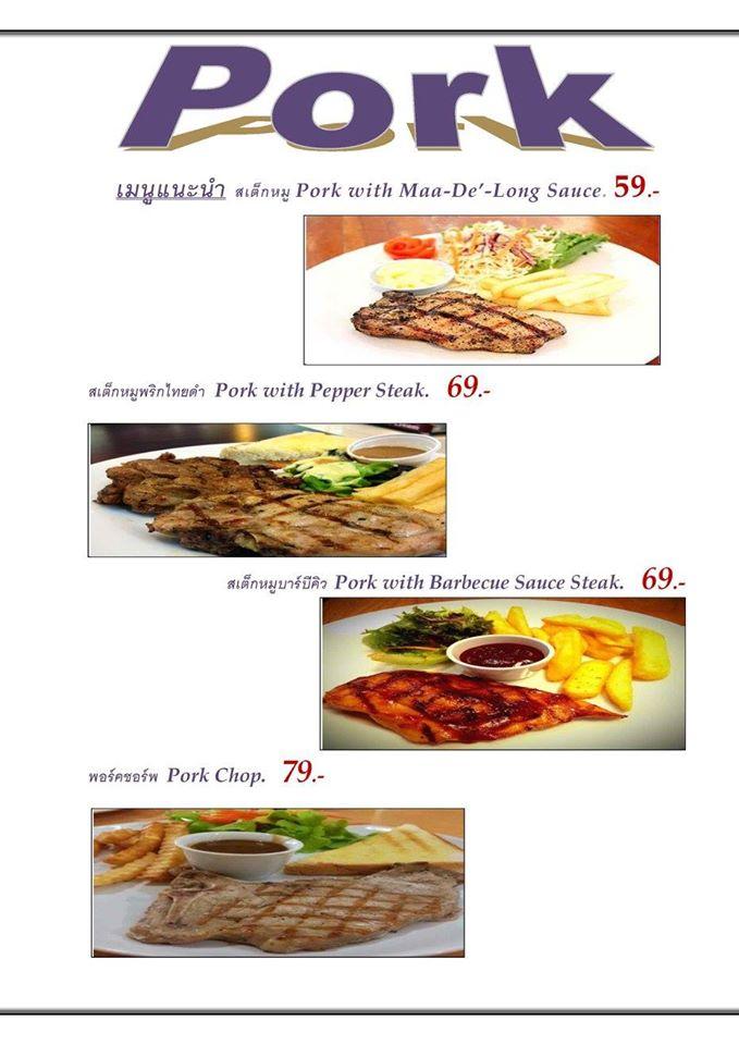 Menu at MaaDe'Long Steak & Pizza restaurant, Songkhla