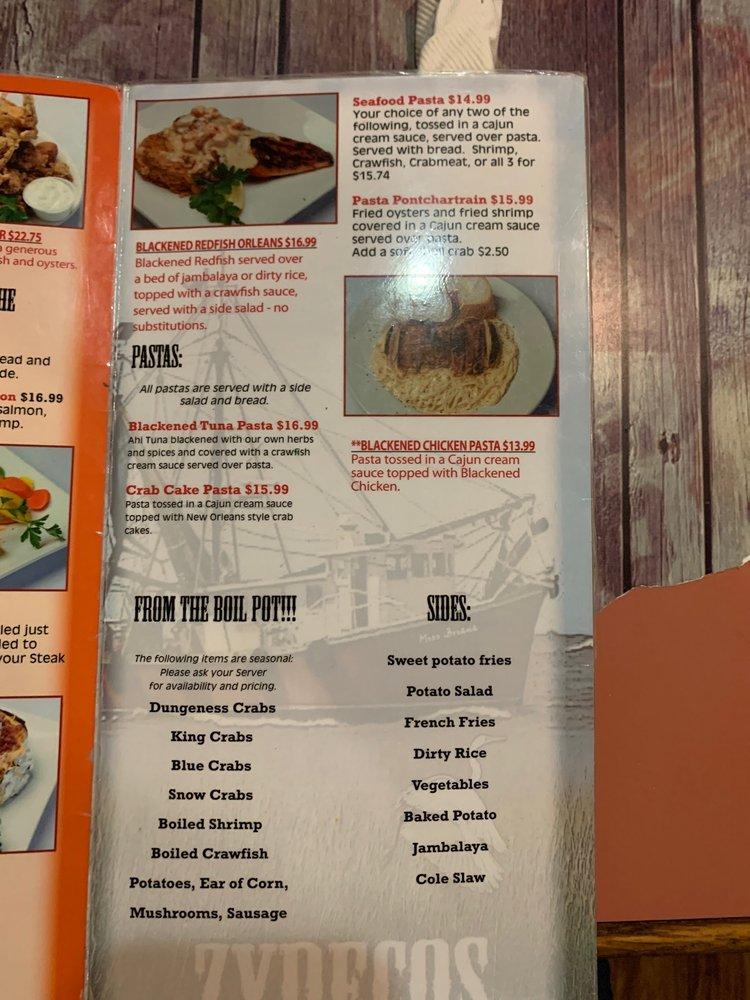 Menu at Zydeco's Restaurant, Belle Chasse, LA23