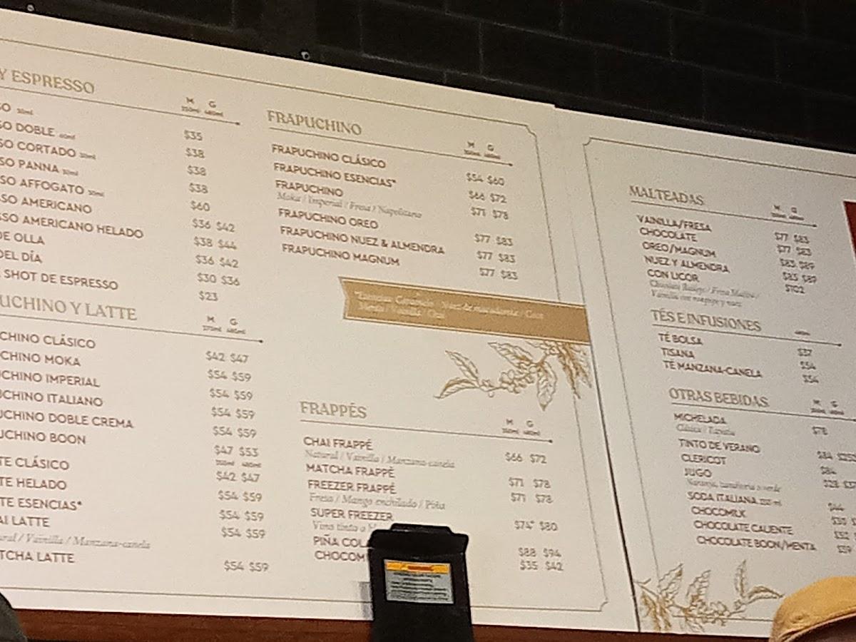 Menu at Café San Pedro Tlaquepaque, Tlaquepaque, C. Juárez 85