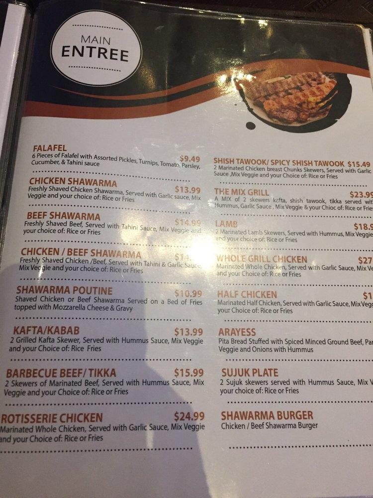Menu at La Mill restaurant, Mississauga