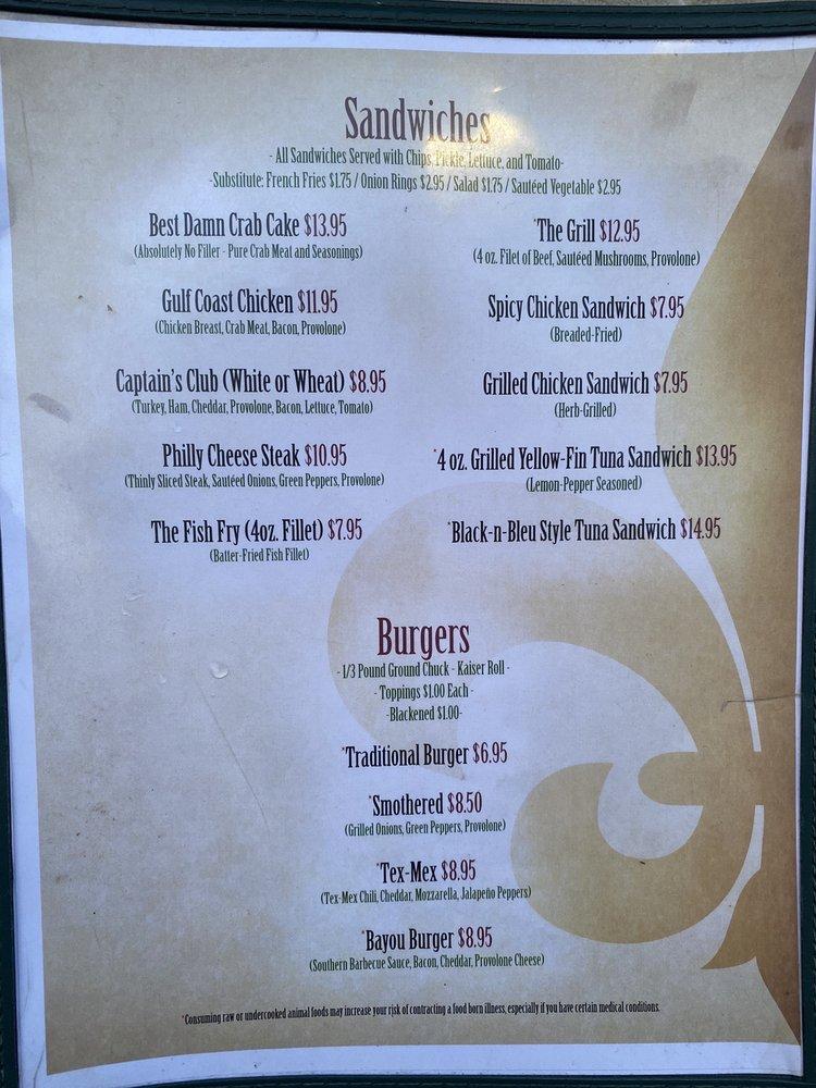 Menu at Baltimore Street Grill pub & bar, Cumberland