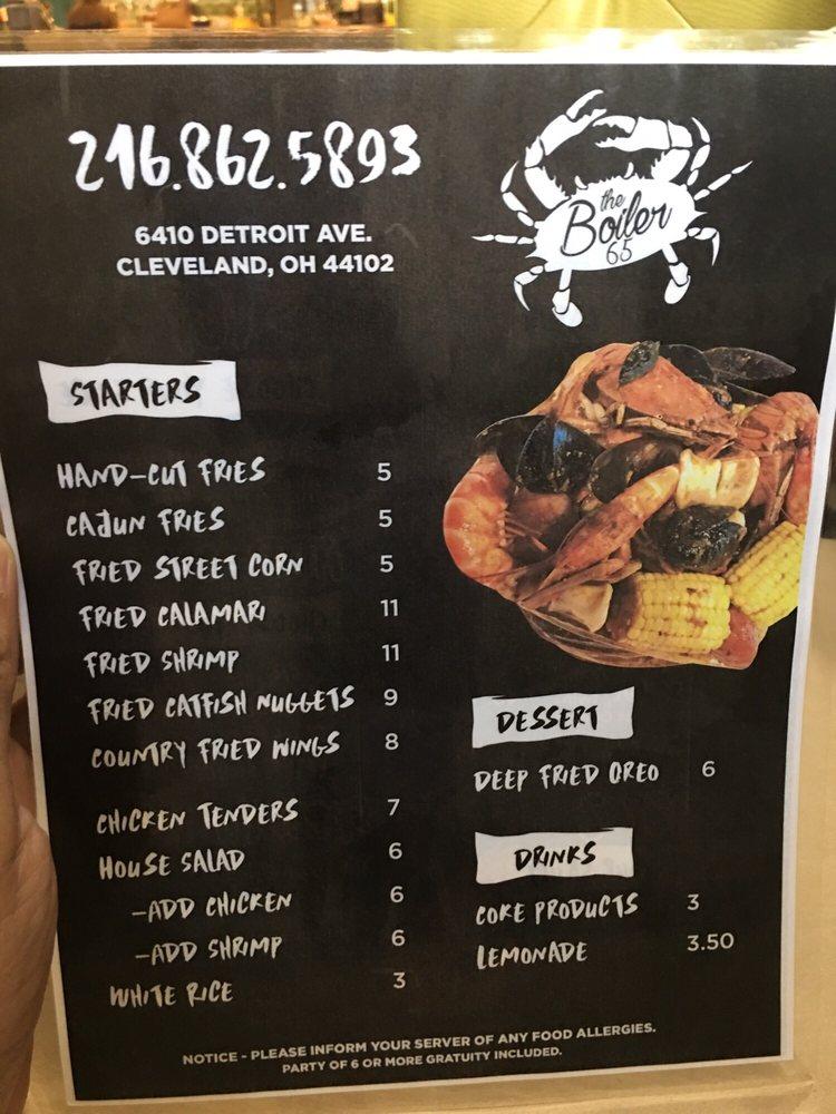 Menu at The Boiler 65 restaurant, Cleveland, Detroit Ave