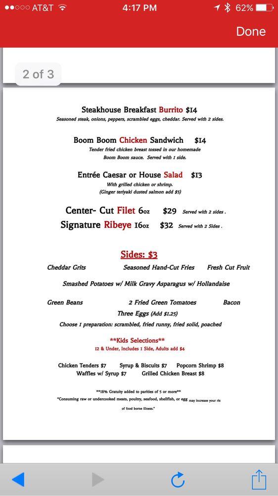 Menu at The Grillehouse of Southaven steakhouse, Southaven