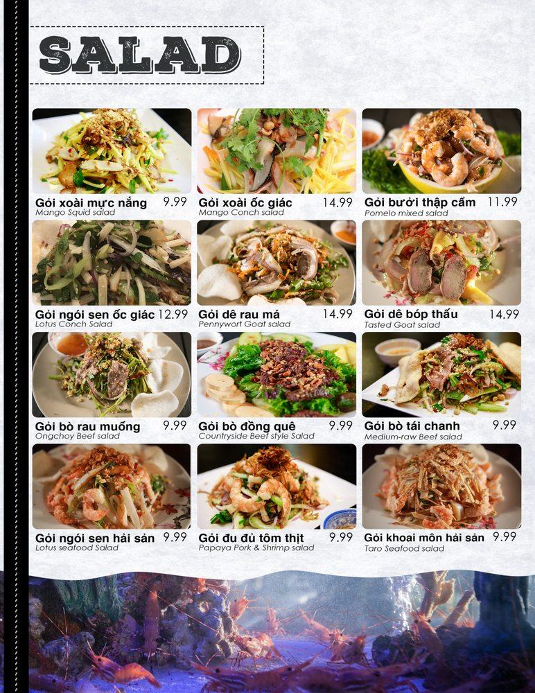 Menu at Tràm Chim Live King Crab restaurant, Westminster, Beach Blvd A