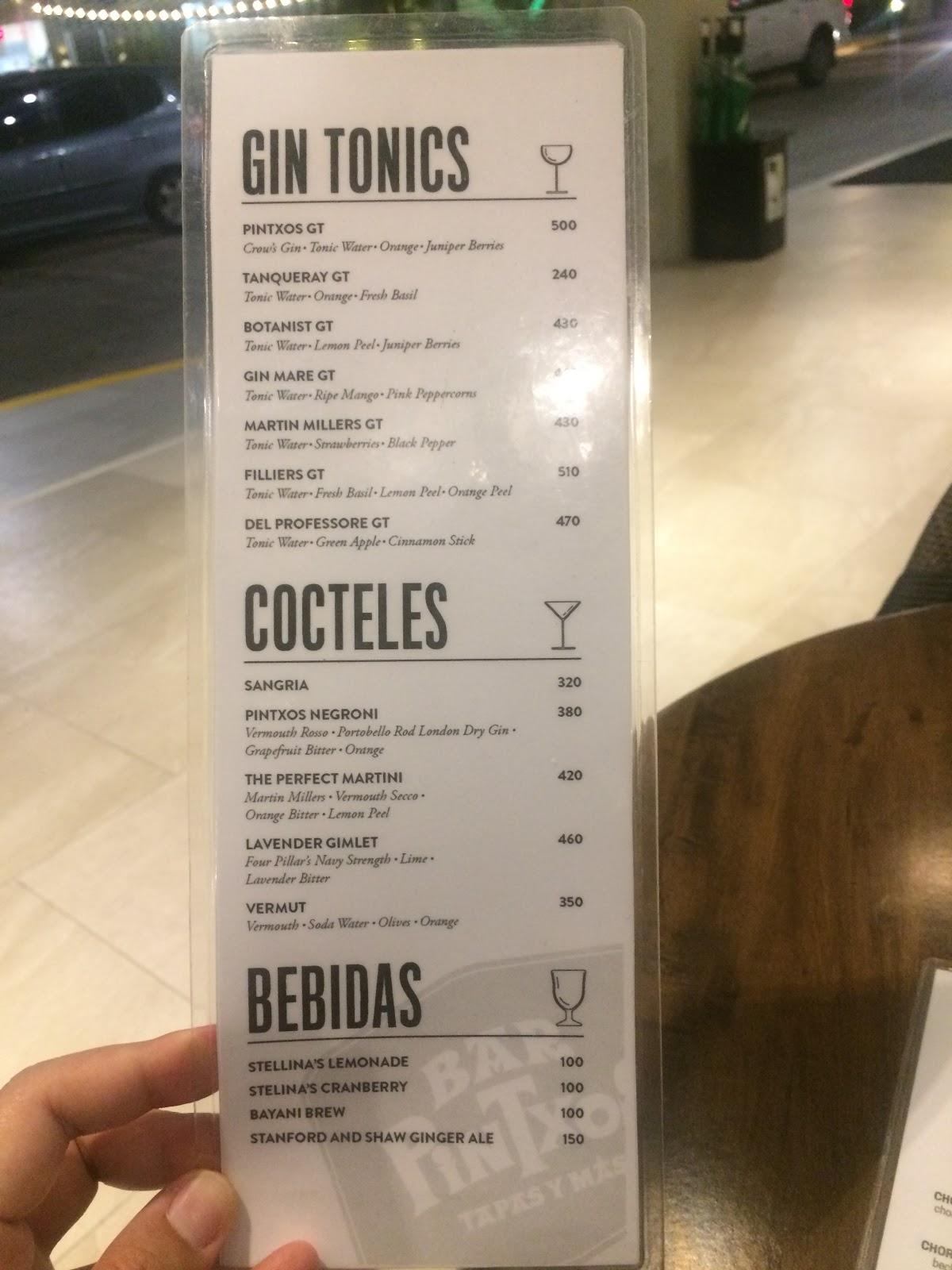 Menu at Bar Pintxos Cebu, Mandaue City, 8WV9+4GV