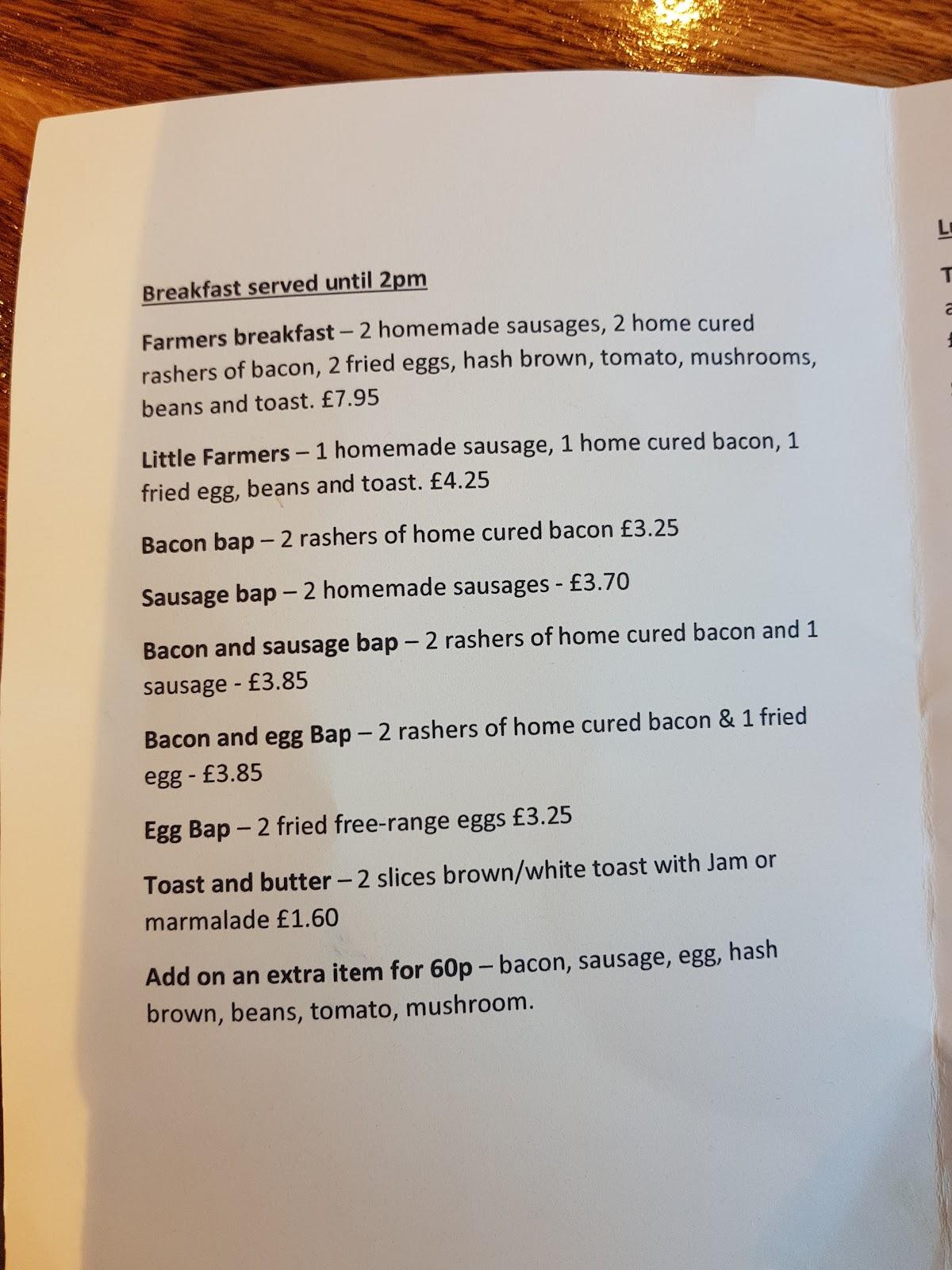 Menu at Farmer Luxtons restaurant, Okehampton, Stockley