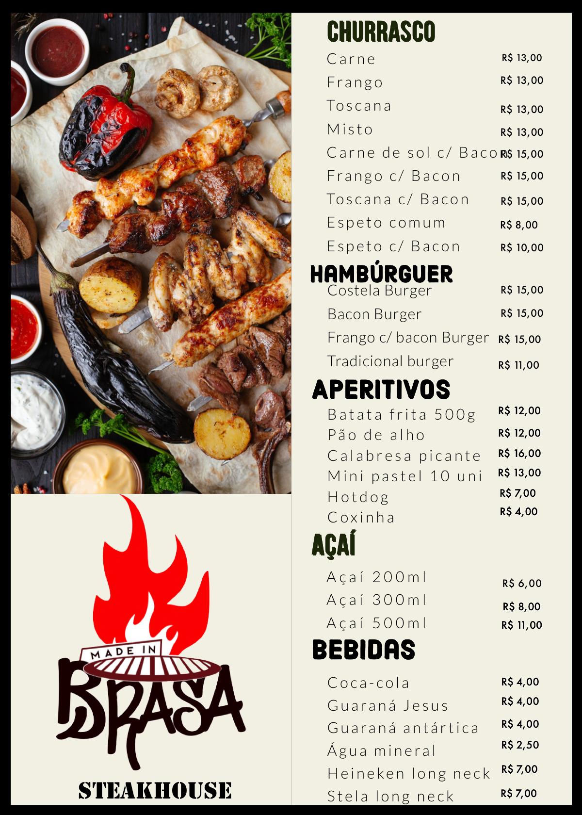 Menu At Made In Brasa Restaurant Raposa