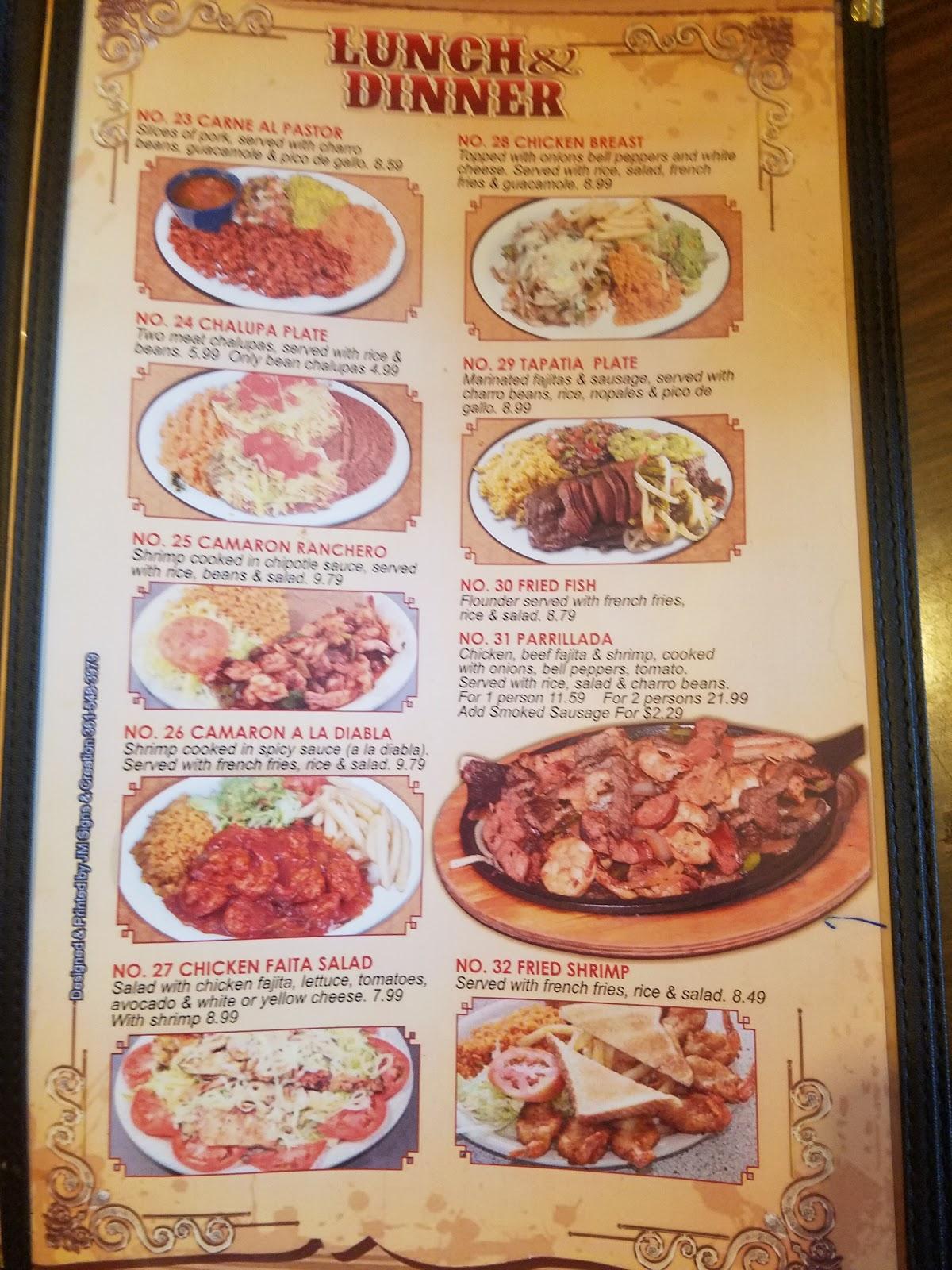 Menu at Taqueria La Tapatia 1 restaurant, Corpus Christi, Kostoryz Rd
