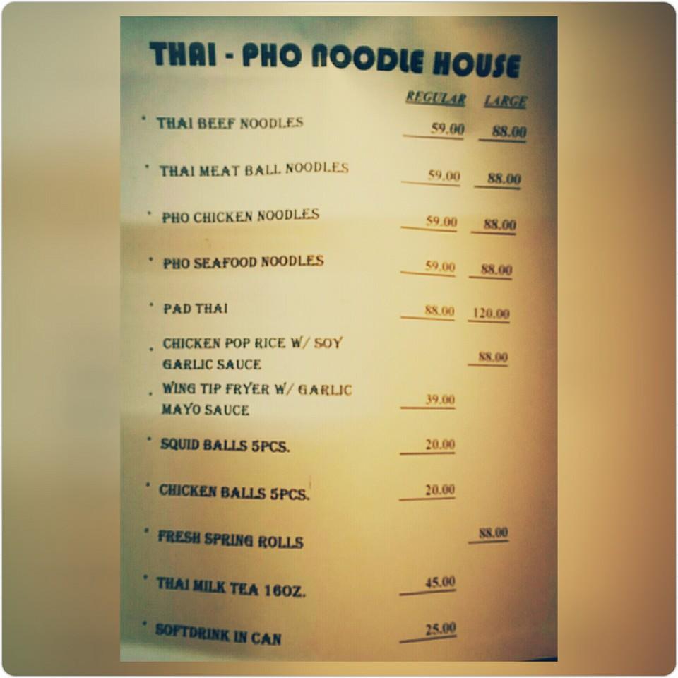 Menu at Thai-Pho Noodle HOUSE restaurant, Quezon City