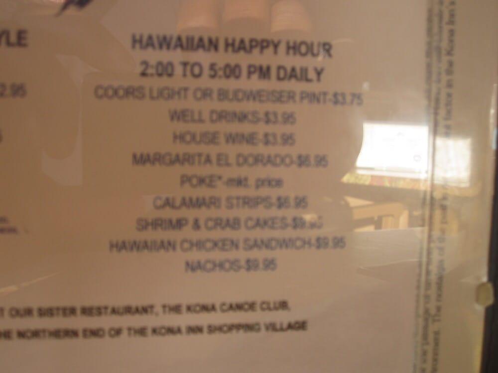 Menu at Kona Inn Restaurant, Kailua-Kona