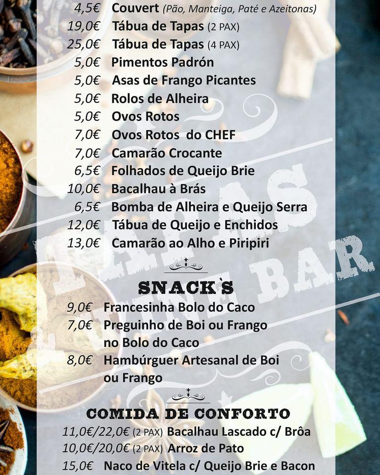 Menu em Tapas & Wine BAR, Felgueiras