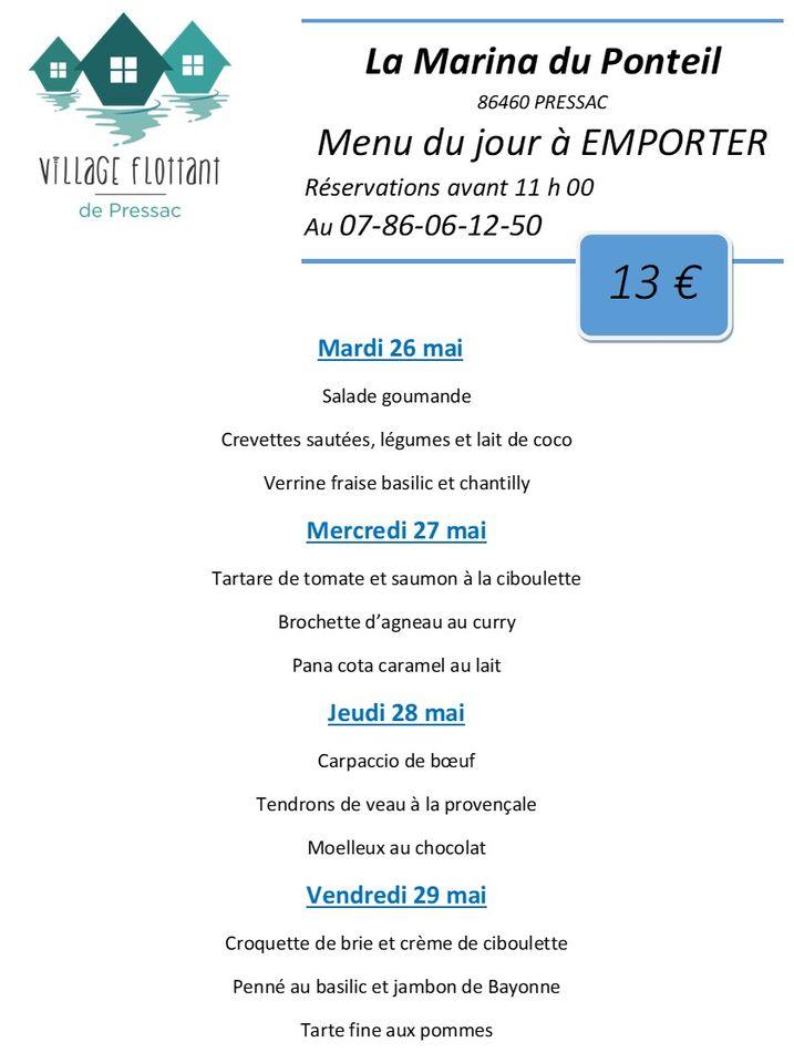 Menu at La Marina restaurant, Pressac