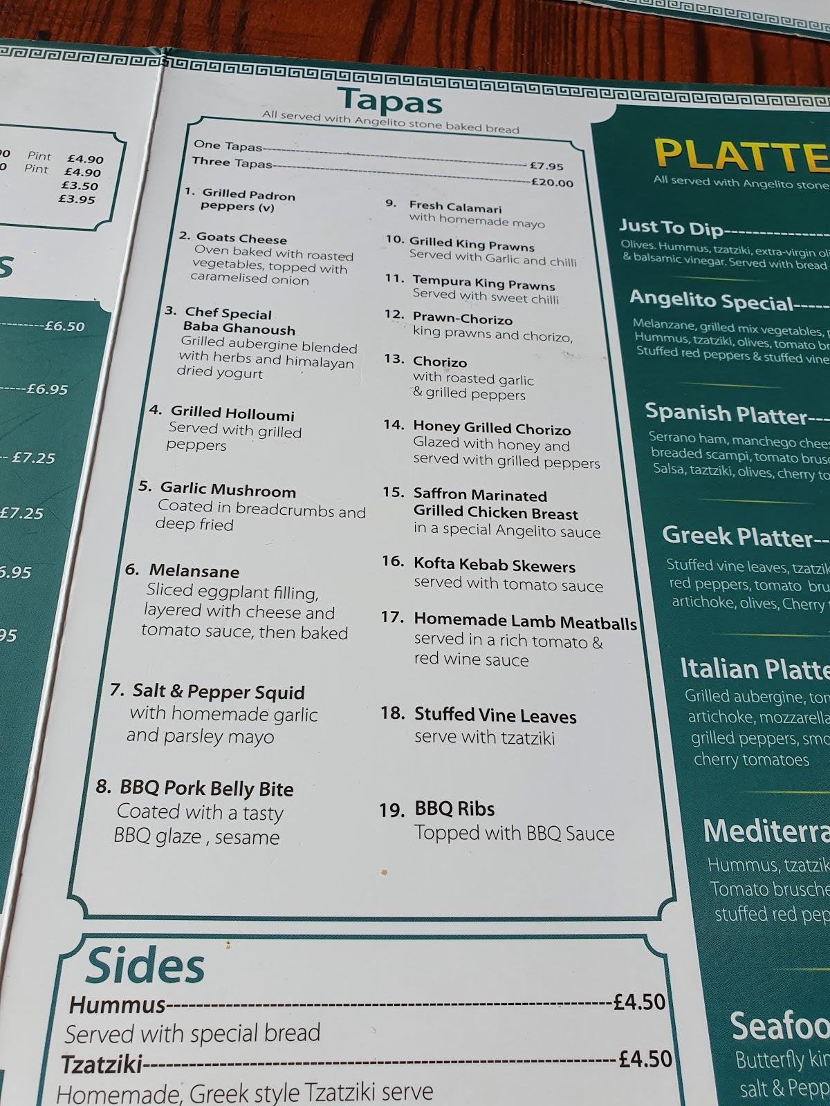 Menu at Angelito Cafe & Tapas Bar Coventry, Coventry