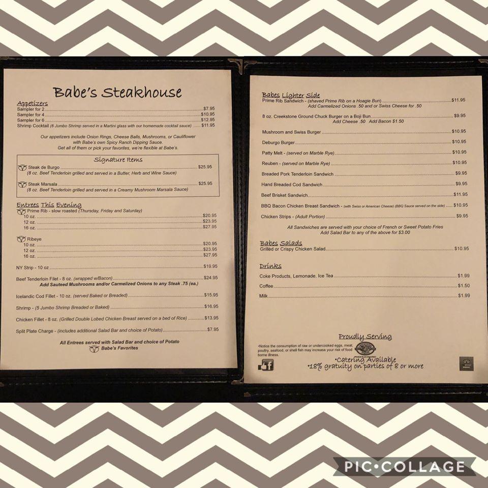 Babe S Steakhouses In Radcliffe Restaurant Menu And Reviews
