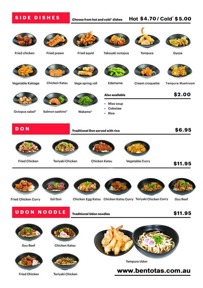 Menu at Bento Kingston restaurant, Kingston, 29 Channel Hwy