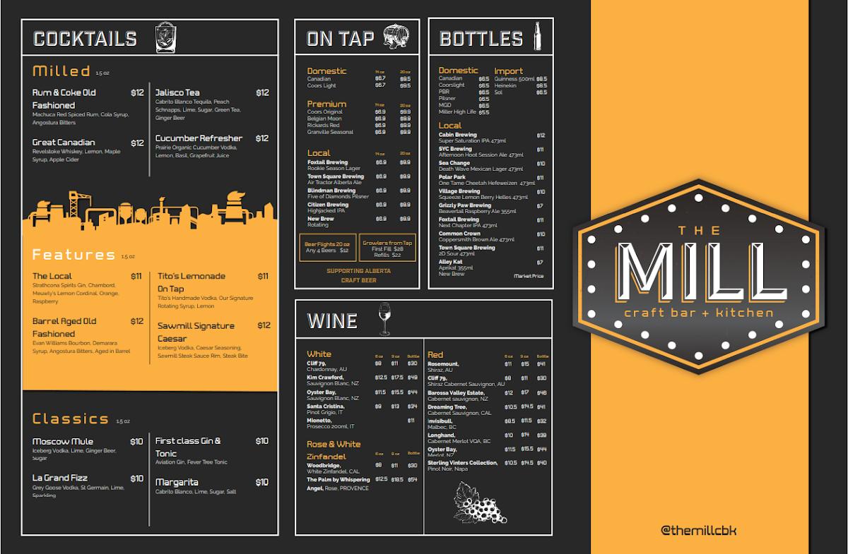 the mill - bar and kitchen menu